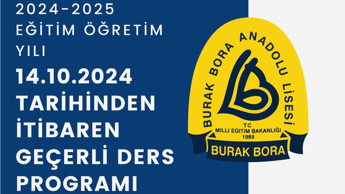 14.10.2024 Tarihinden İtibaren Geçerli Ders Programı